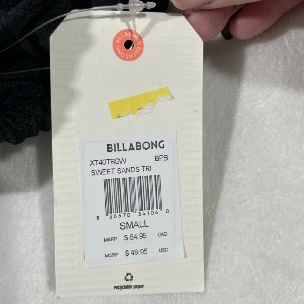 NWT Billabong [ Small ]‎ Sweet Sands Triangle Bikini Top in Black